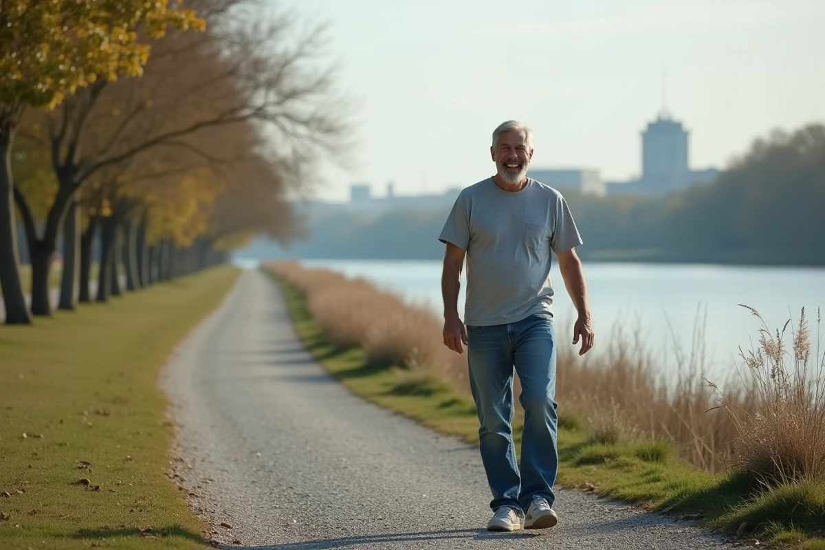 Homme en marche près d