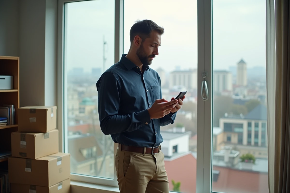 Homme utilisant son smartphone près d